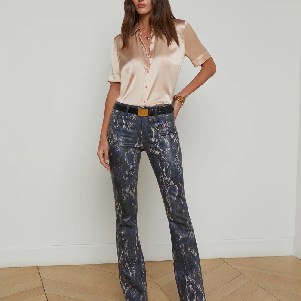L’AGENCE Coated Bootcut Jean Snake Print GORGEOUS